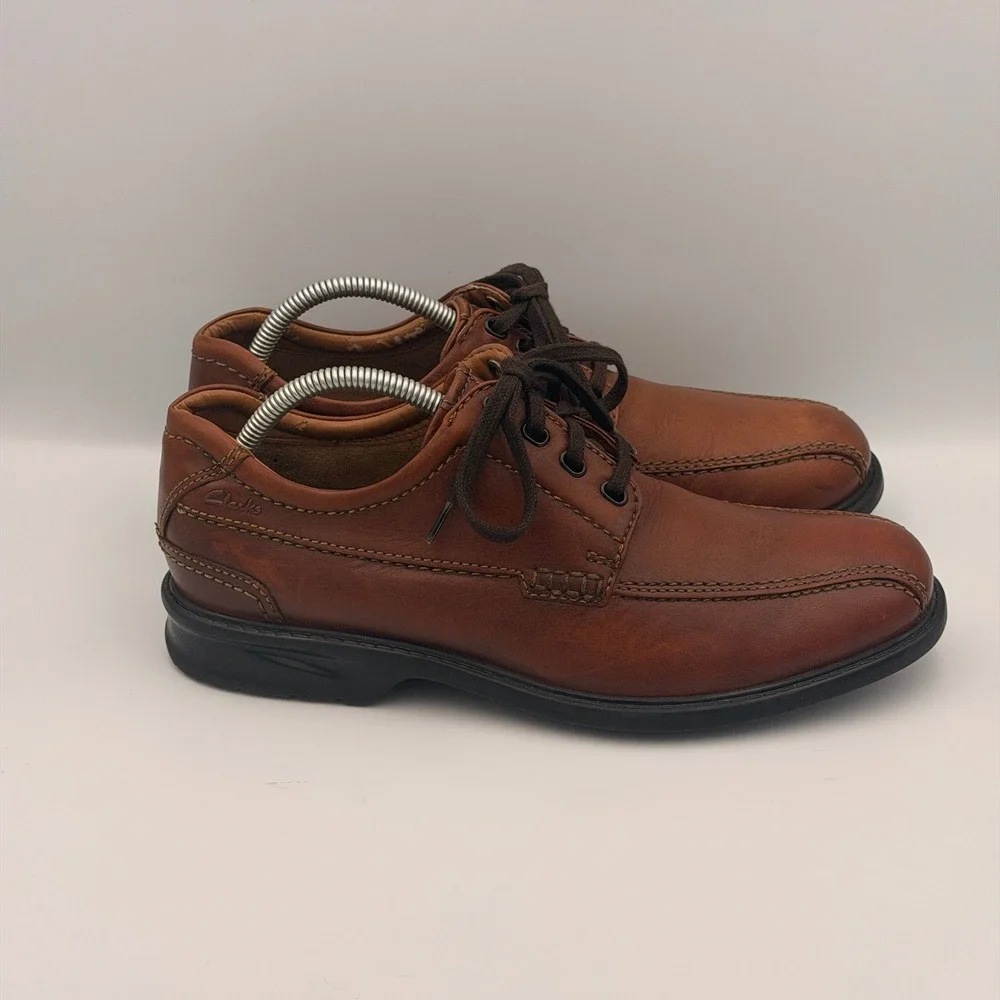 Clarks Colson Over Oxford Bicycle Toe Leather Brown Size 8 M